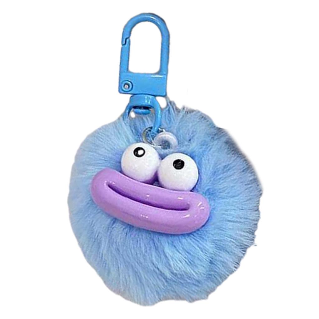 Eye Catching Keychain Colorful Sausage Mouth Pendant Keyring Furry Ball Key Chain Portable Keyrings Accessory for Women