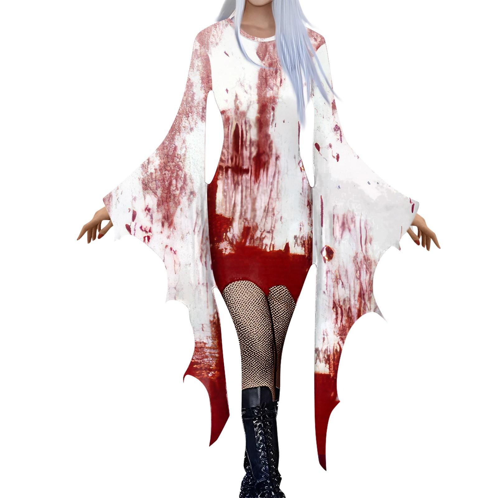 Женская мода готический панк летучая мышь рукава Хэллоуин принт нестандартное вечернее — фото 5