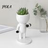 Smooth Surface Flowerpot Fun Workout Figure Planter, Modern Resin Treadmill Runner Plant Pot, Dumbbell Fitness Themed Decor Body Builder Holder, Cute