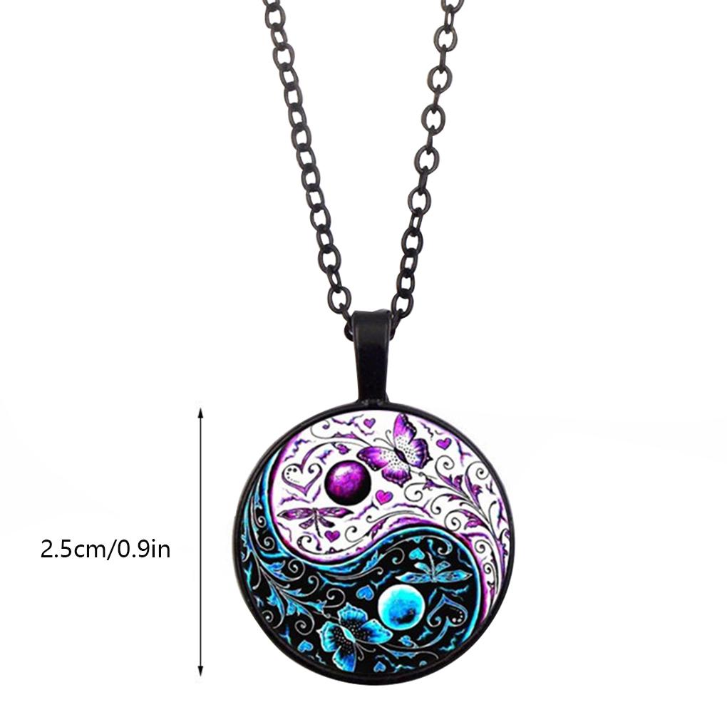 Women Vintage Necklace Contrast Color Tai Contrast Color Tai Pendant Girls Sweater Neck Chain Jewelry - Silver