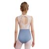 Girls Gymnastics Bodysuit Delicate Lace Collar Sheer Mesh Patchwork Design Sleeveless Leotard
