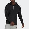 Adidas Logo Print Hooded Pullover Sweatshirt Casual Long Sleeve Tops Men Black HC3479