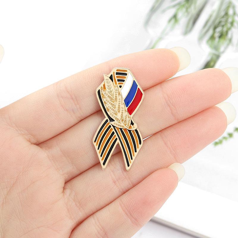 Unique Denim Wheat Ear Alloy Brooch - Painted Badge Collar Accessory
