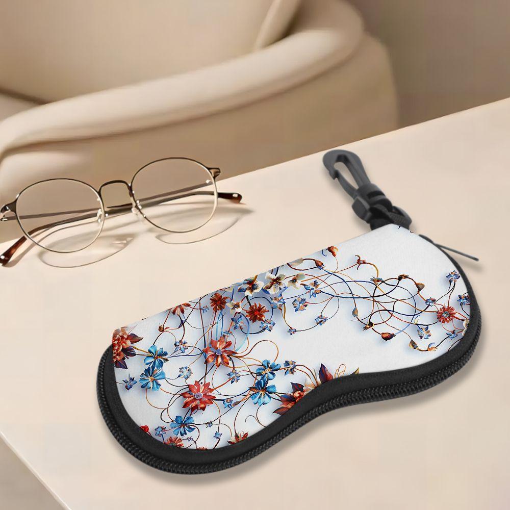 2D-Vintage Floral Printed Protective Sunglasses Case, Elegant Botanical Pattern Eyeglasses Storage Pouch, Lightweight Portable Eyewear Holder for Dail