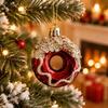 Red Painted Christmas Hanging Ornaments Bell Shape Irregular Design Small Pendants Bright Color Donut Shape