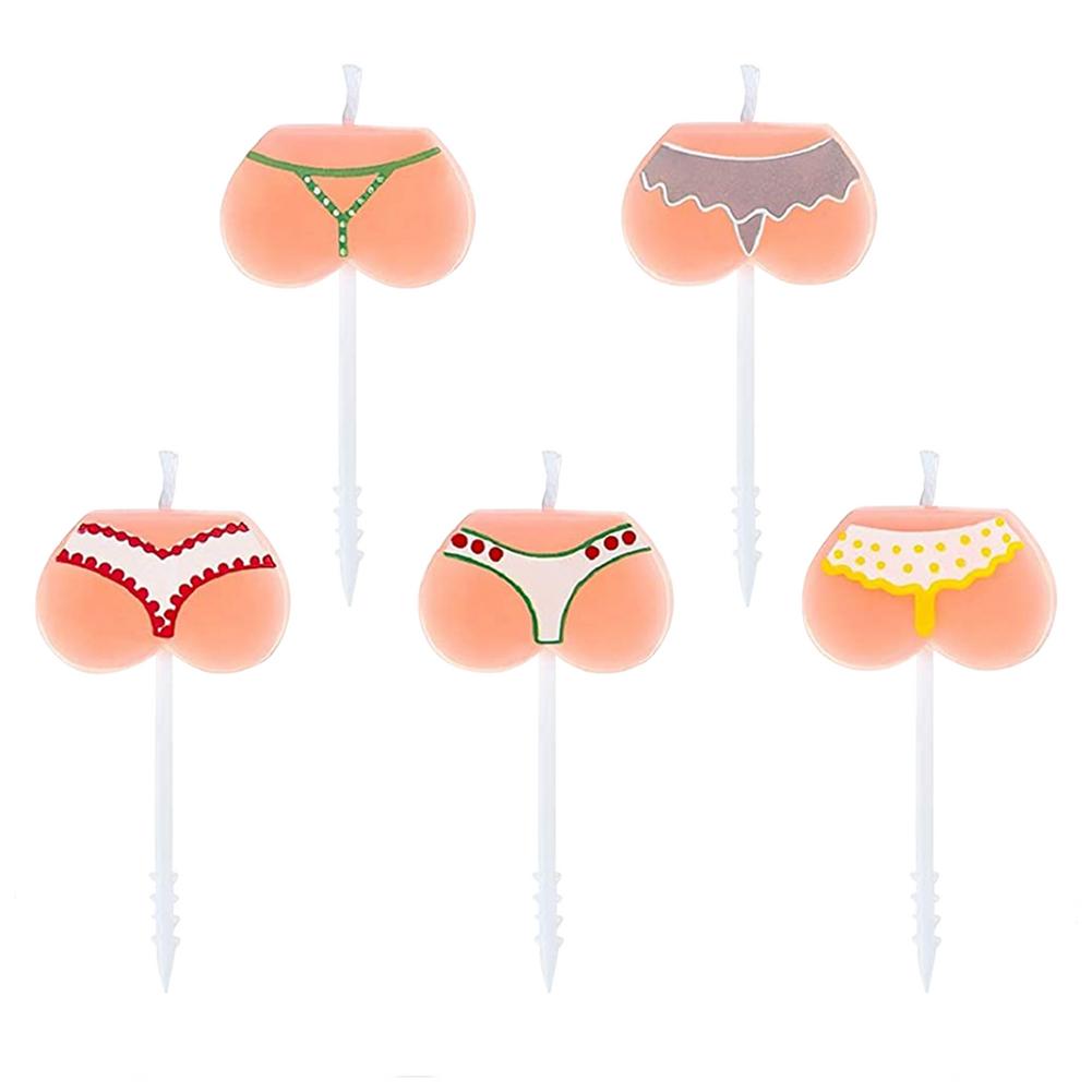 5pcs Funny Bikini Birthday Cake Topper Decor Smokeless Birthday Candles Cupcake Topper Decoration Celebration Party Candle Gifts