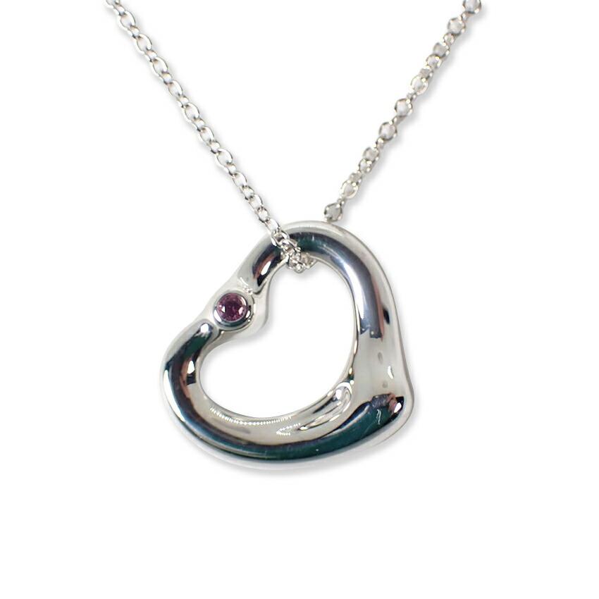 

[Used] TIFFANY 925 pink sapphire open heart pendant/necklace/g464-60