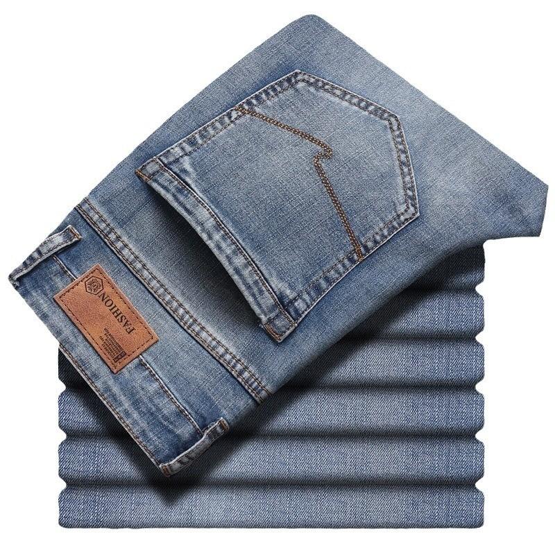 Men's Fashionable Denim Trousers: Spring/Autumn Straight-Leg, Slim-Fit, Korean-Style, Trendy Casual Stretch Trousers