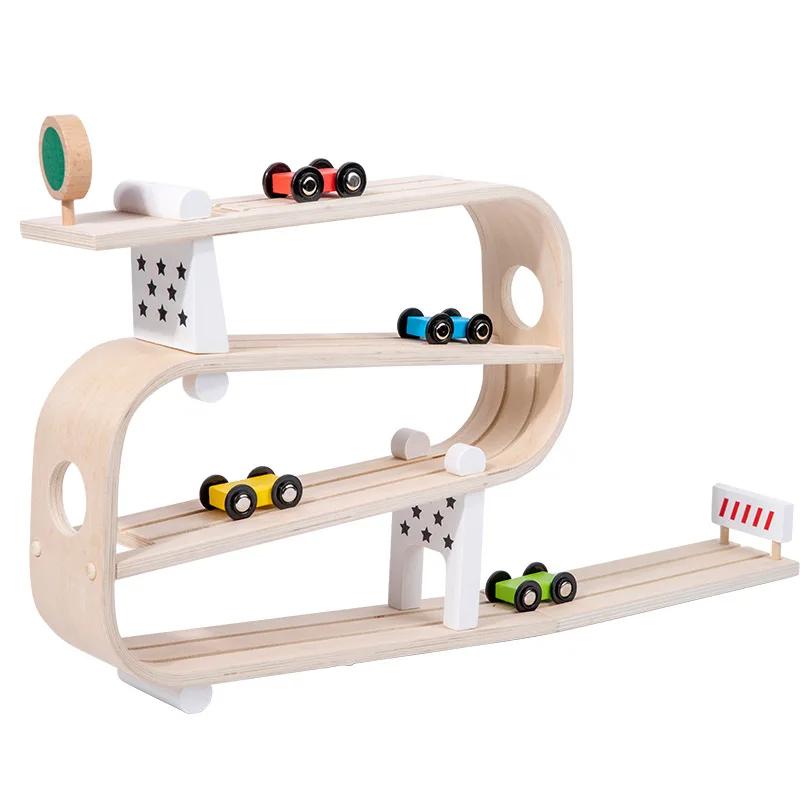 Visual Tracker Wooden Inertial Racing Track Hand-eye Coordination Exercises Glide Car Toys Kids Gifts Children's Early Educatio