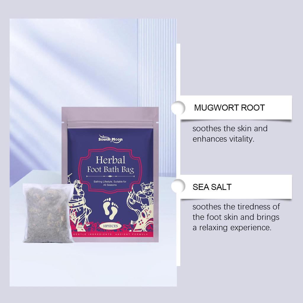 South Moon Herbal Foot Bath Packs Wormwood Extract Foot Soak Pack Gentle Care Foot Baths