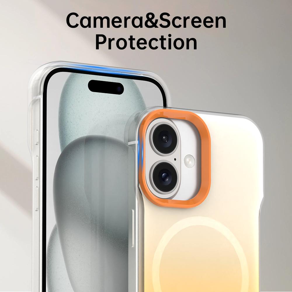 For iPhone 16 Plus Magnetic Case Gradient Design Borderless IMD TPU+PC+PET Phone Cover