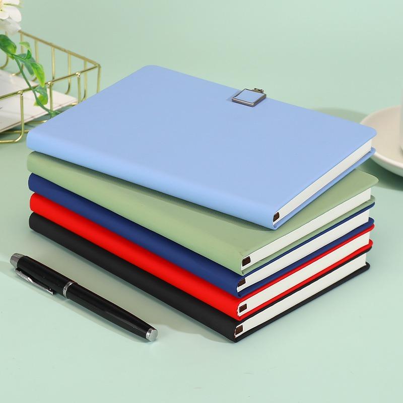 Custom Logo A5 PU Leather Notebook Sky Blue Professional Business Journal with Square Magnetic Buckle Hardcover Office Gift