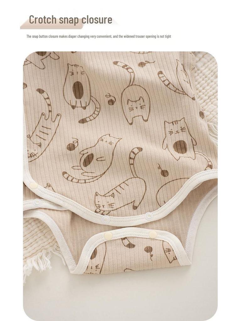 Four Seasons Newborn Baby Romper with Belly Protection: Spring-Autumn Long Sleeve Bodysuit