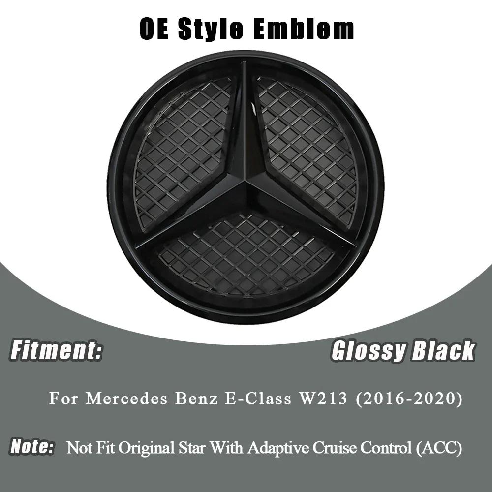 

Car Sticker 3D Mirror Front Grille Star Emblem For Mercedes Benz E-Class W213 2016-2020 E200 E250 E300 Logo Glossy Black Chrome
