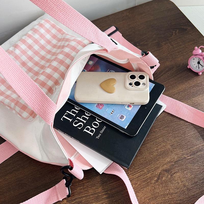 Plaid tutoring bag, new women's bag, trendy and fashionable, large-capacity single-piece messenger bag.