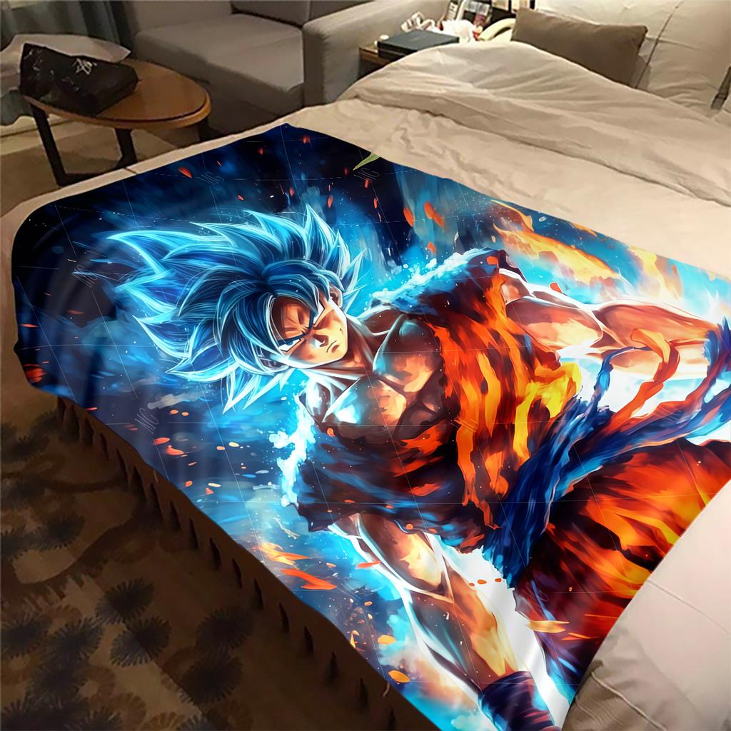 1pz Coperta in Flanella con Stampa Dragon Ball Super, Alta Qualità per Tutte le Stagioni, Decorazione per la Casa, Calore e Comfort, Perfetta per Regali di Natale