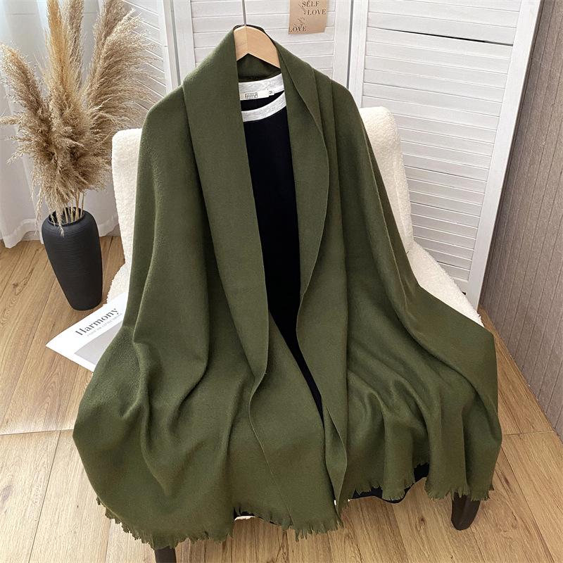 Women S Solid Color Faux Cashmere Scarf Elegant Warm Shawl