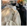 Felpa Uomo in Velluto a Coste con Collo a Polo Vestibilità Larga Manica Lunga Top Casual
