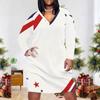 Women Plus Size V Neck Long Sleeve White Red Blue Printed Fitted Dress