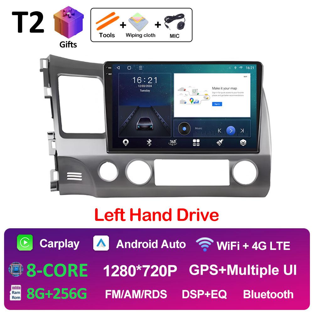 Android Auto Wireless Carplay For Honda Civic 8 2005 2006 2007 2008 - 2012 Car Multimedia Video Radio Player GPS Navigation WIFI