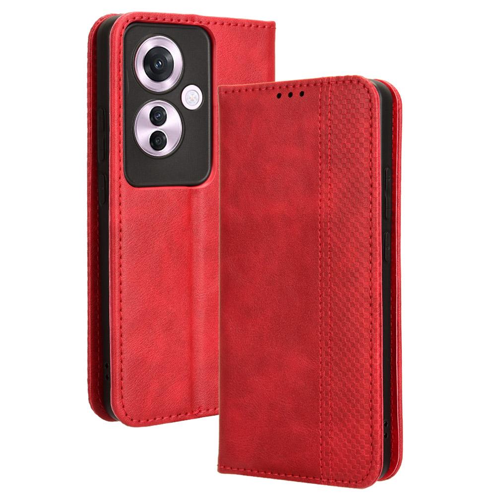 For Oppo Reno11 F 5G/F25 Pro 5G Wallet Case Retro PU Leather Phone Cover Magnetic Closing
