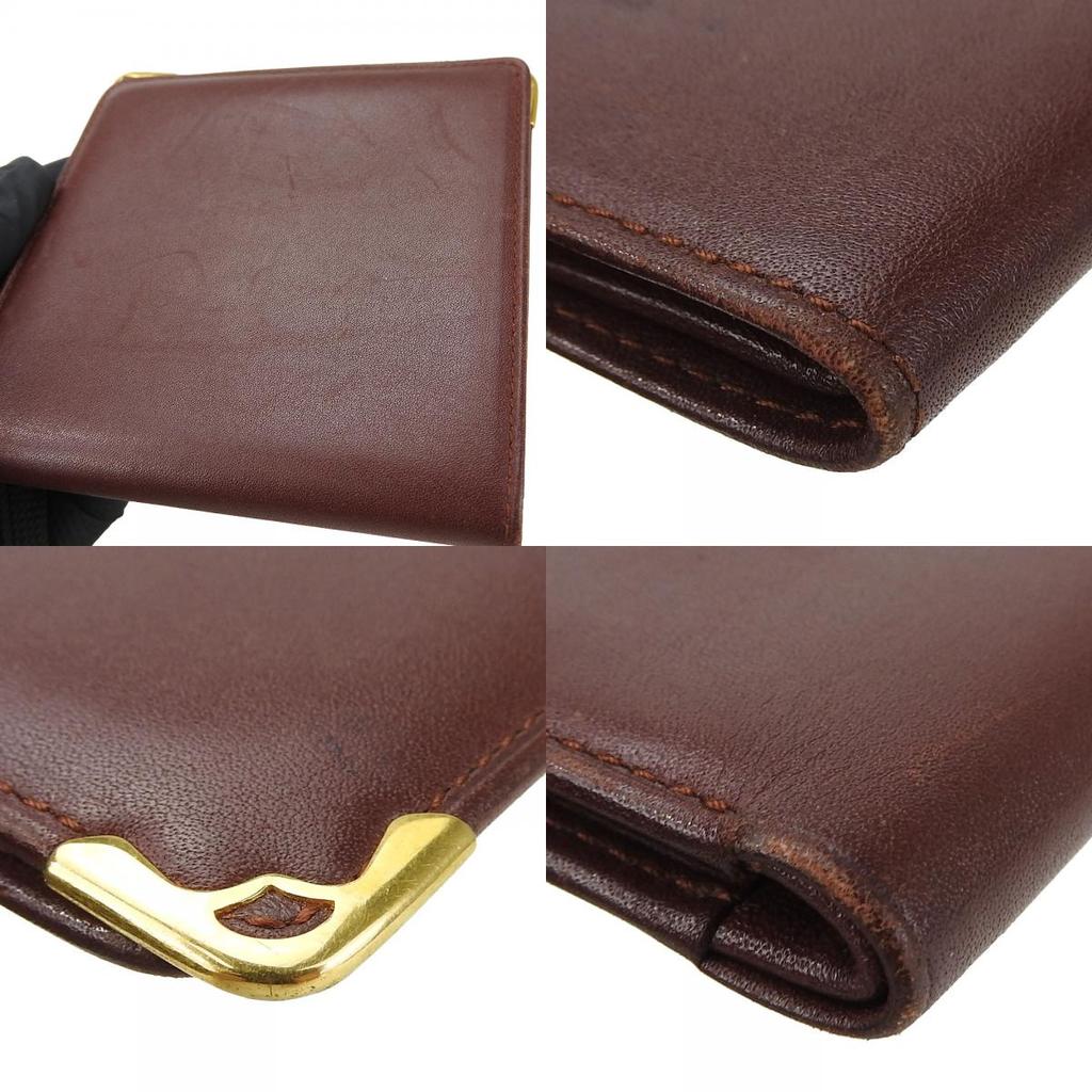 Used CARTIER Bill Compartment Must leather Bordeaux Bordeaux Bifold Wallet