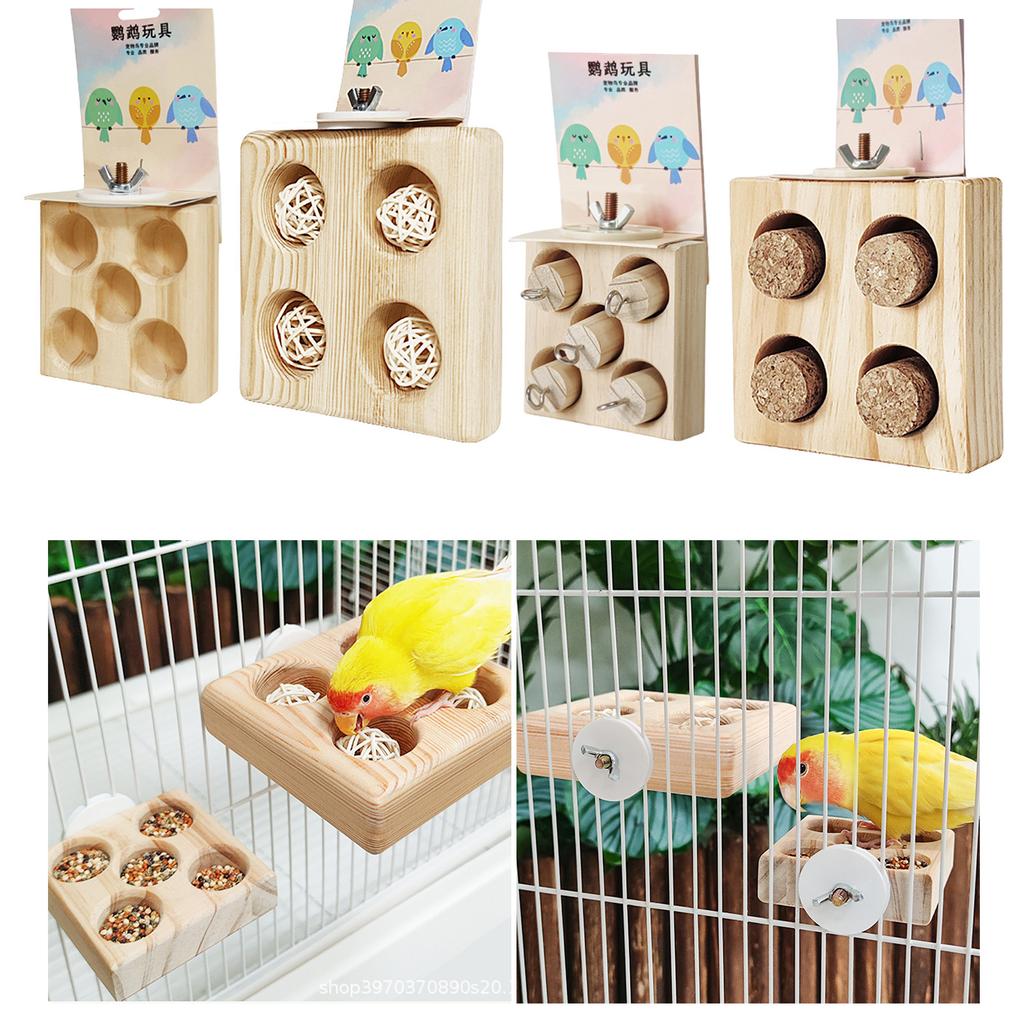 Natural Wood Parrots Foraging Toy with Jumping Platform Pet Bird Accessory Enhances Bird Intelligence and Activity