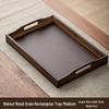 ZISIZ Walnut Wood Serving Tray Set with Handles
