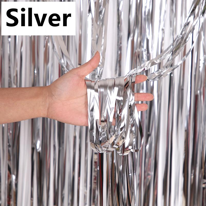 2/1Pack Party Background Wedding Decoration Foil Fringe Curtain Sequin Bachelorette Photo Backdrop Wall Curtain Birthday Gifts