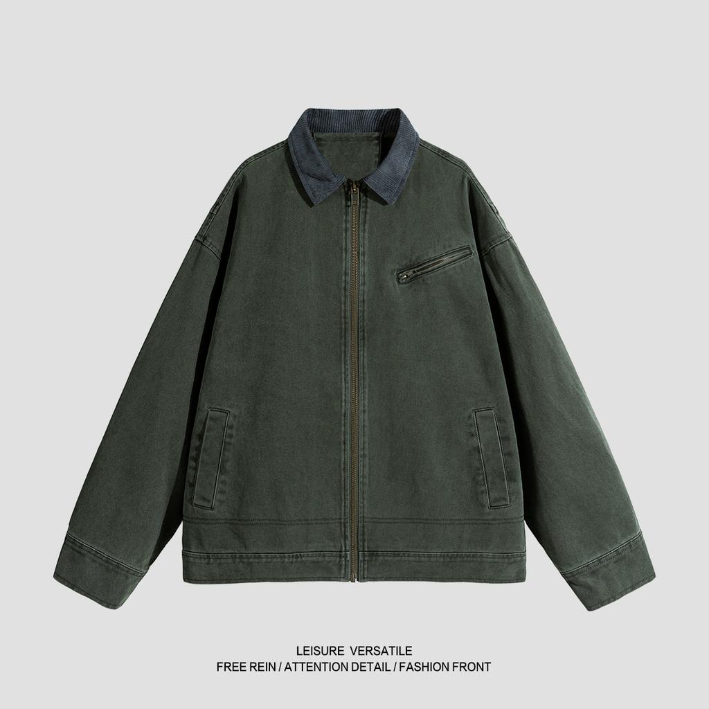 Pure Cotton Jacket for Men's New Jacket American-style Washing and Old Lapel Men's Spring and Autumn Clothing