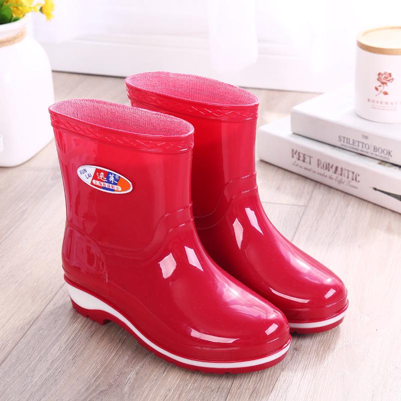 

Женские нескользящие короткие резиновые сапоги - модные, теплые, с низким вырезом, резина с бархатом, цельный дизайн 41