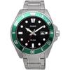 Casio Standard Analog Sports Watch 20 ATM Water Resistant Men's Green Bezel Metal Band