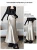 2025 Autumn High-Waisted Plus Velvet A-Line Skirt - Double-Layered Wave Polyester Fabric, Simple OL Commuting Style