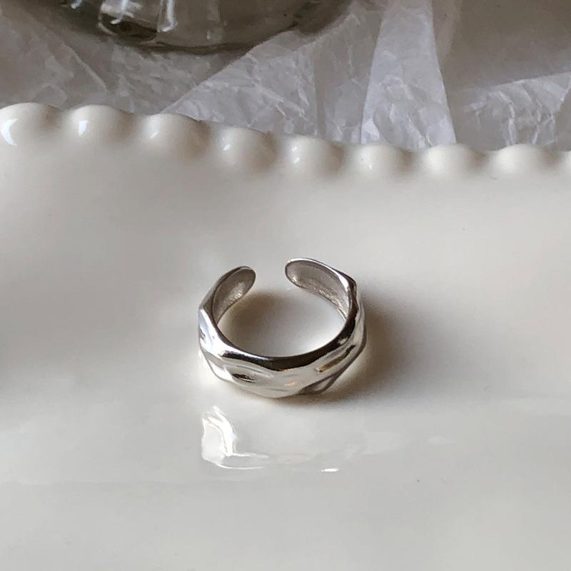 ANENJERY Ring for Women Men Irregular Concave Finger Rings Adjustable Jewelry Dropshipping