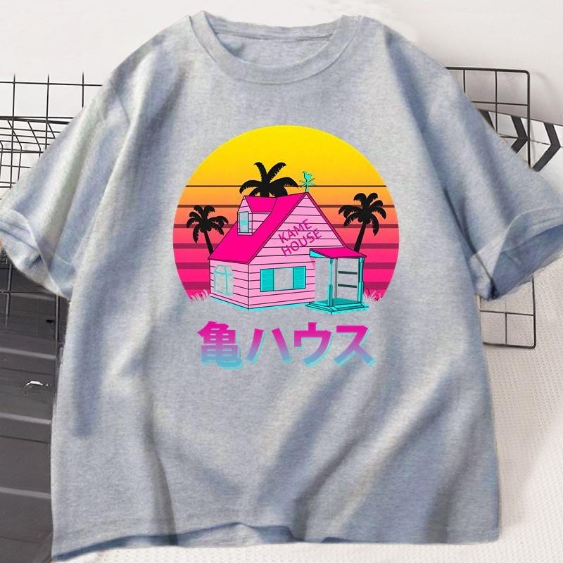 Kame House T Shirt Unisex WOMEN Cotton Master Roshi T-Shirt Japanese Style Casual Short Sleeve Tshirt Tee Shirt Unisex's Clothing Tops