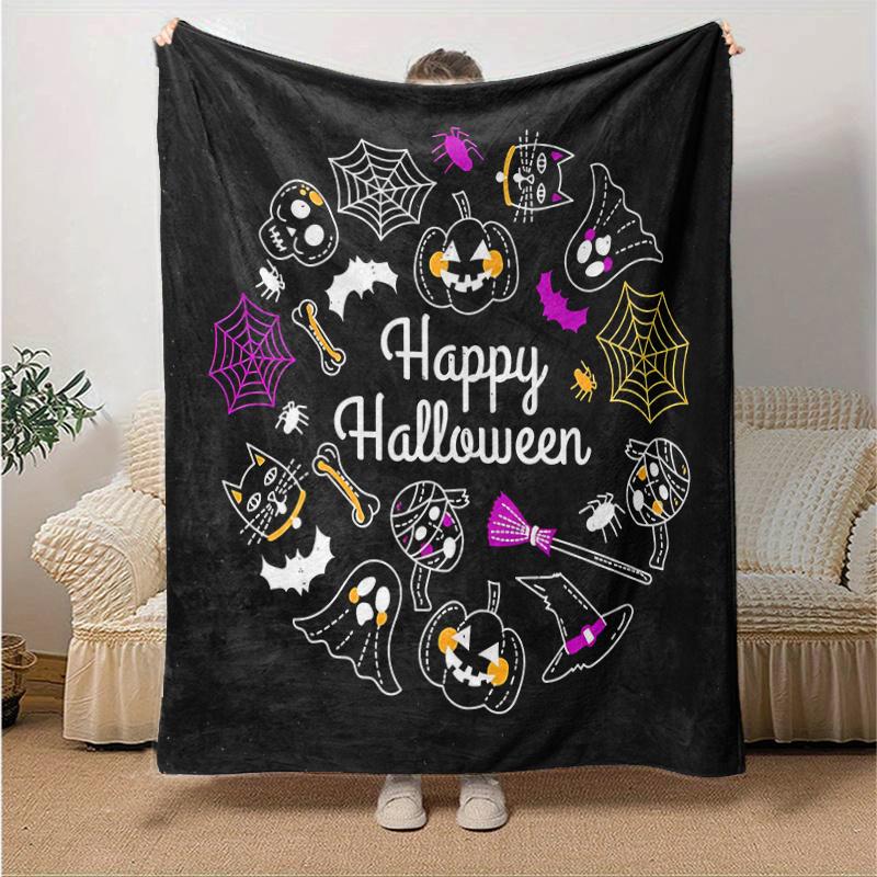 1pc Happy Halloween Theme Cartoon Character Decorative Blanket for Room 80x120cm