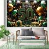 2D Black Green Gold 50th Birthday Backdrop 50 Years Old Photo Booth Prop