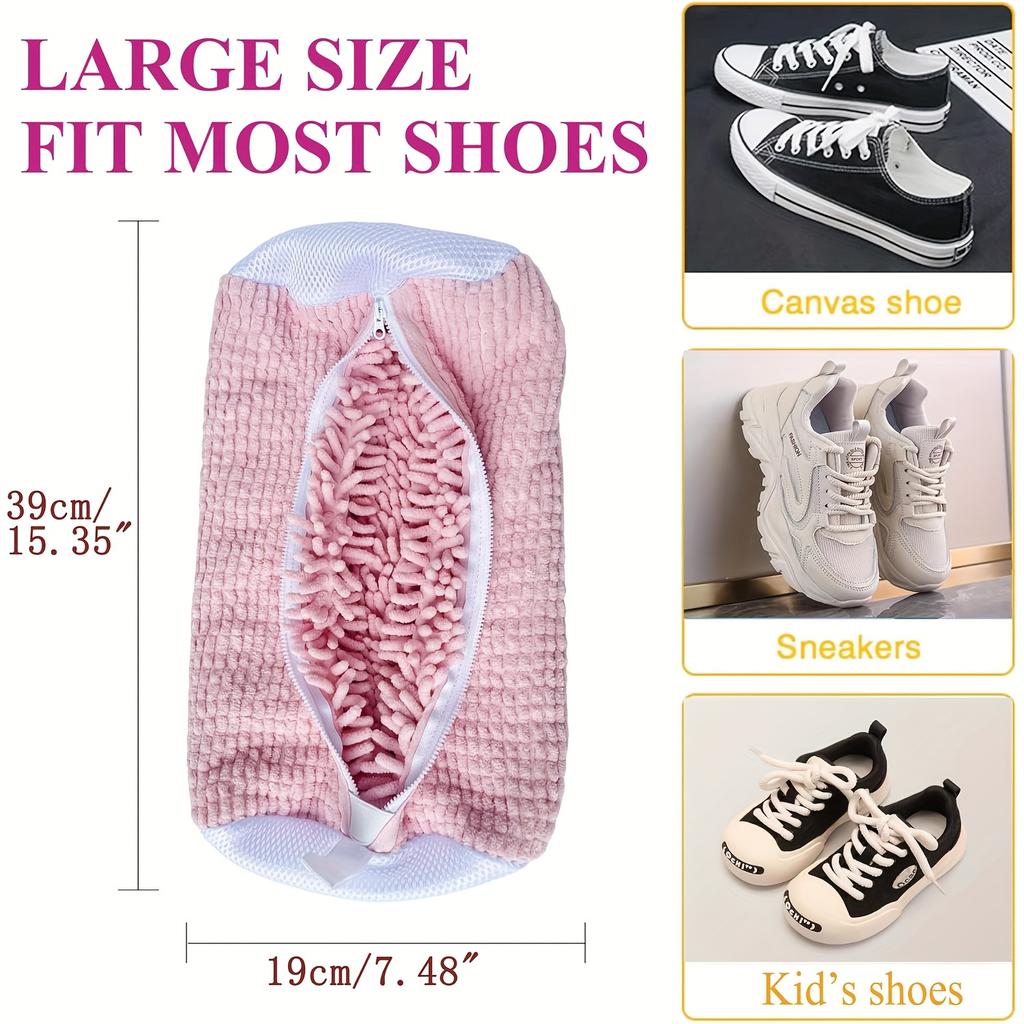 1pc Washing Shoes Bag Padded Net Laundry Shoes Protector Fluffy Fibers Polyester Sneaker Washing Friendly Laundry Bag Drying Bag