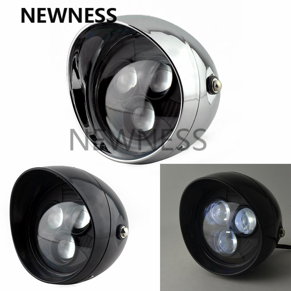 

Мотоцикл Пуля Светодиодная фара Головной свет головного фонаря Три Бар Фара Фара Кафе Гонщик Для круиза Харли Honda Steed Shadow Bike