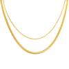 18K Gold-Plated Stainless Steel Blade Chain Hammer Round Chain Double-Layer Necklace Wind Simple Collarbone Chain Female Nc-1367