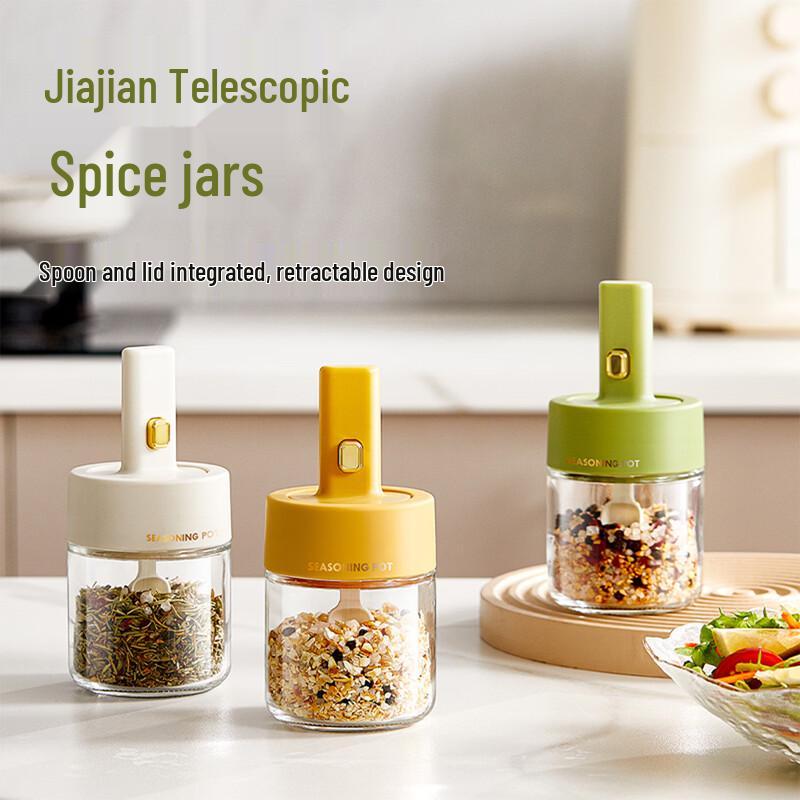 Glass Seasoning Jar with Telescopic Spoon
