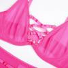 Cross Hollow Straps  Perspective Mesh Gathering Fun Lingerie Four Piece Set Other Women's Underwear