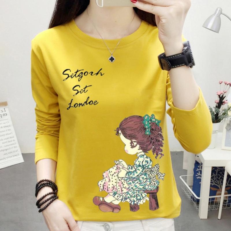 

GMXIA женские модные повседневные весенне-осенние однотонные свободные футболки и топы с длинными рукавами и круглым вырезом с принтом M