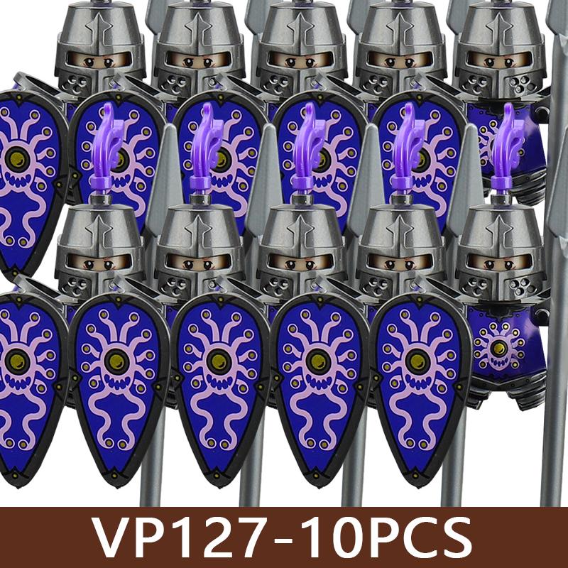 Medeltida Slottssoldat Figurer Byggklossar Militär Armé Riddare Romersk Krigare Infanteri Milis Orcher Tillbehör Klossar Leksaker