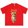 Angel Cat Funny Meme Cat TShirt Unisex Unisex Fashion Clothing TShirt Summer Shortsleeved Loose Casual Cotton Hiphop Tshirts