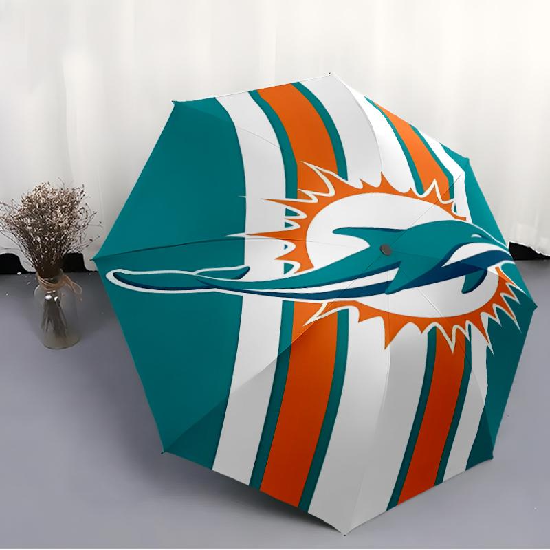 Printed Miami Dolphins logo Folding Umbrella,Outdoor,Leisure,And Travel Umbrella,Durable Umbrella Fabric,Birthday And Holiday Gift