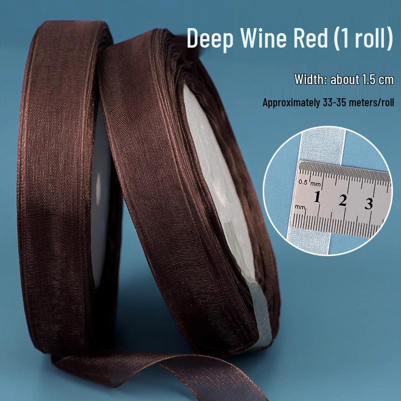 1.5cm Transparent Snow Yarn Ribbon for Gift Wrapping, DIY Crafts, Hair Accessories, and Chiffon Projects.