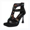 Fashion Shoes Female 2025 Hot Sale Back Zipper Women's Sandals Fashion Crystal Party Best Seller Summer Open Toe Heeled Sandals Zapatos