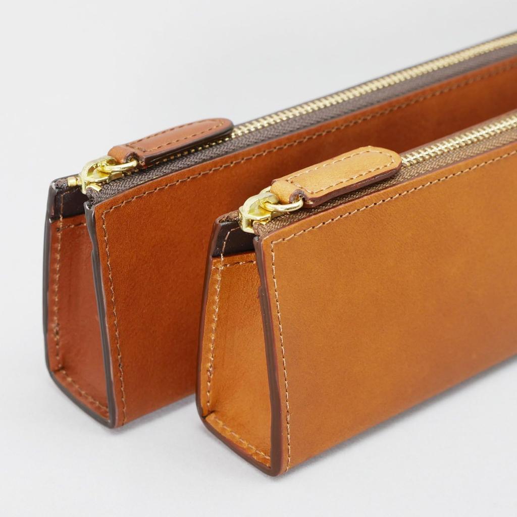 Slip-On Rio Zipper Pen Case L A-IOL-3501 – Italian Leather Pencil Case, Chocolate Brown, Luxury Stationery Holder
