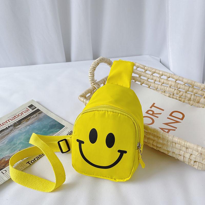 Adorable Cartoon Dinosaur Crossbody Bag For Kids In Oxford Fabric For Boys And Girls SmileyYellow